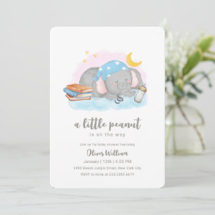 Invitation Petite cacahuète Éléphant dormant Fête de naissanc