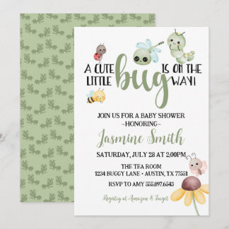 Invitation Petite chenille à Baby shower d'insectes