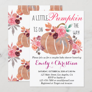 Invitation Petite citrouille automne couple Baby Shower Flora