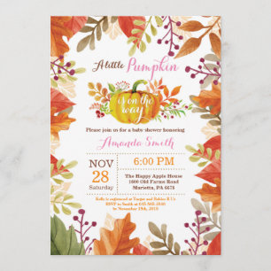 Invitation Petite Citrouille Automne Fille Baby shower Invita