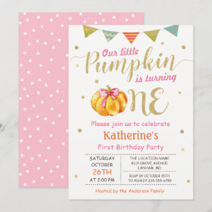Invitation Petite Citrouille Baby Girl Fête d'anniversaire