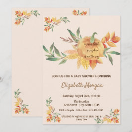 Invitation Petite citrouille, Baby shower Feuille