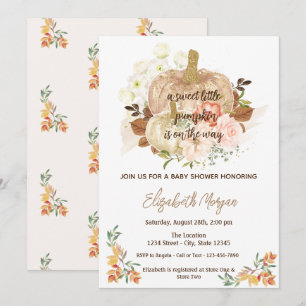 Invitation Petite Citrouille, Baby Shower Feuilles d'Automne