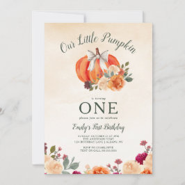 Invitation Petite Citrouille Bow Girls Premier anniversaire