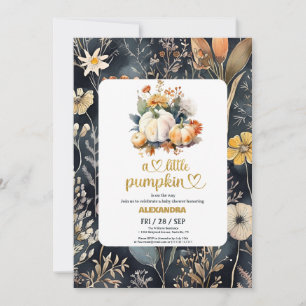 Invitation Petite citrouille chute de fleurs aquarelles pour 