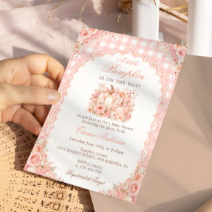 Invitation Petite Citrouille en Route Fête de Bébé Ruban
