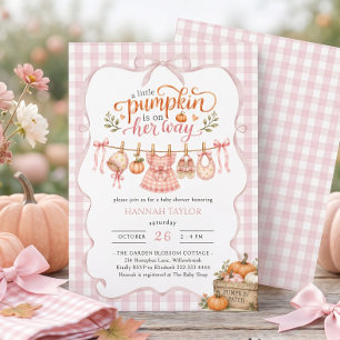 Invitation Petite Citrouille en Route Fête Prénatale Rose