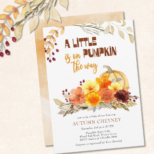 Invitation Petite Citrouille Fleurs d'Automne Baby Shower