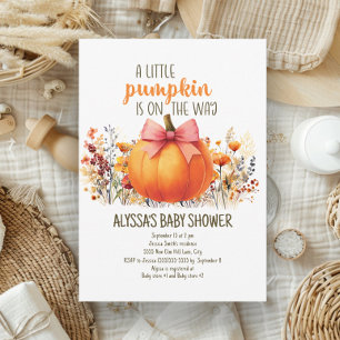 Invitation Petite citrouille Fleurs d'automne Fille Baby Show