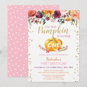 Invitation Petite Citrouille Floral Girl Baby 1er anniversair