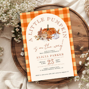 Invitation Petite citrouille gingham automne bébé shower