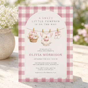 Invitation Petite citrouille linge à linge rose Baby Shower