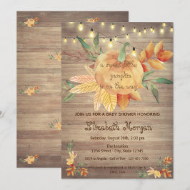 Invitation Petite citrouille, Lumières, Baby shower en bois
