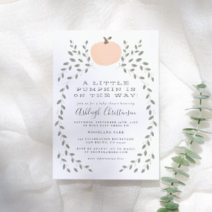 Invitation Petite Citrouille Mignonne Fête de Bébé Rustique D