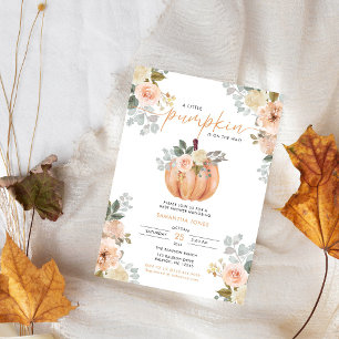 Invitation Petite citrouille rose floralFête prénatale de béb