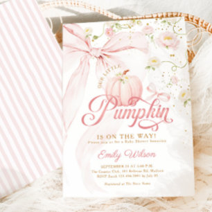 Invitation Petite Citrouille Rose Ruban Fille Baby Shower