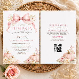Invitation Petite Citrouille Ruban Rose Baby Shower