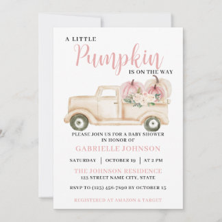 Invitation Petite Citrouille Rustic Automne Baby shower Invit