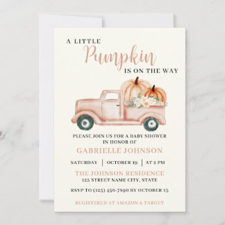 Invitation Petite Citrouille Rustic Automne Baby shower Invit
