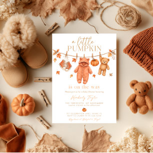 Invitation Petite Citrouille Vêtements d'Automne Ours en Pelu