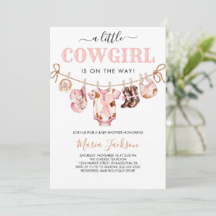 Invitation Petite Cowgirl Far West Rose Fille Baby Shower