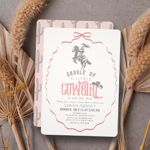 Invitation Petite Cowgirl Western Rose Fille Baby Shower