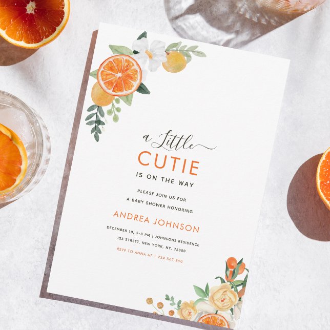 Invitation Petite Cutie Aquarelle Citrus Baby shower Floral (Créateur téléchargé)