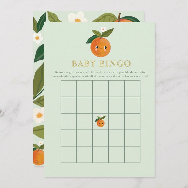 Invitation Petite cutie Baby shower orange Jeu Bébé Bingo (Créateur téléchargé)