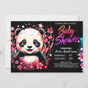 Invitation Petite Cutie Panda Rose Magique Baby shower fille