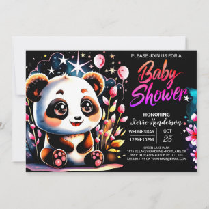 Invitation Petite Cutie Panda Rose Magique Baby shower fille