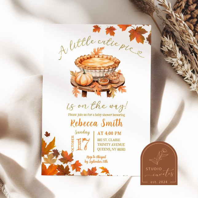 Invitation Petite Cutie Pie Automne Feuilles Baby shower (Créateur téléchargé)