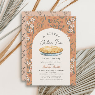 Invitation Petite Cutie Pie Orange Floral Girl Baby shower
