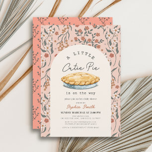 Invitation Petite Cutie Pie Rose Floral Fille Baby shower