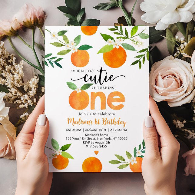 Invitation Petite Cutie Verdure Floral Premier anniversaire (Créateur téléchargé)