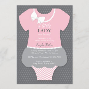 Invitation Petite Dame Baby shower Invitation, Rose, Perles