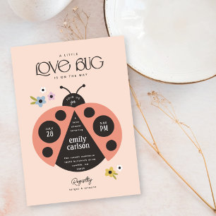 Invitation Petite Dame Log Boho Baby shower rose