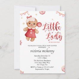 Invitation Petite dame pain d'épices Noël Baby shower fille