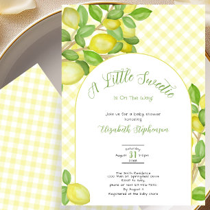 Invitation Petite Douceur Baby Shower Jaune Citron à Carreaux