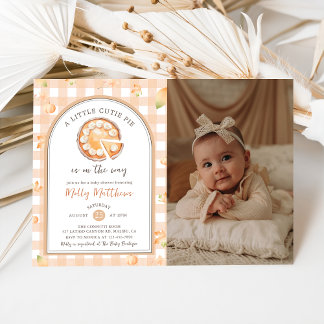 Invitation Petite Douceur D'automne Gingham Baby Shower Citro