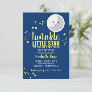 Invitation petite étoile GARÇON ou FILLE 2e FÊTE D'ANNIVERSAI