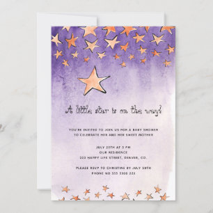 Invitation Petite étoile sur le chemin aquarelle baby shower
