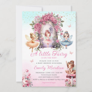 Invitation Petite Fée fille Baby shower Boho Pink Flower