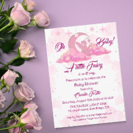 Invitation Petite fée rose dans les nuages Baby shower Invita