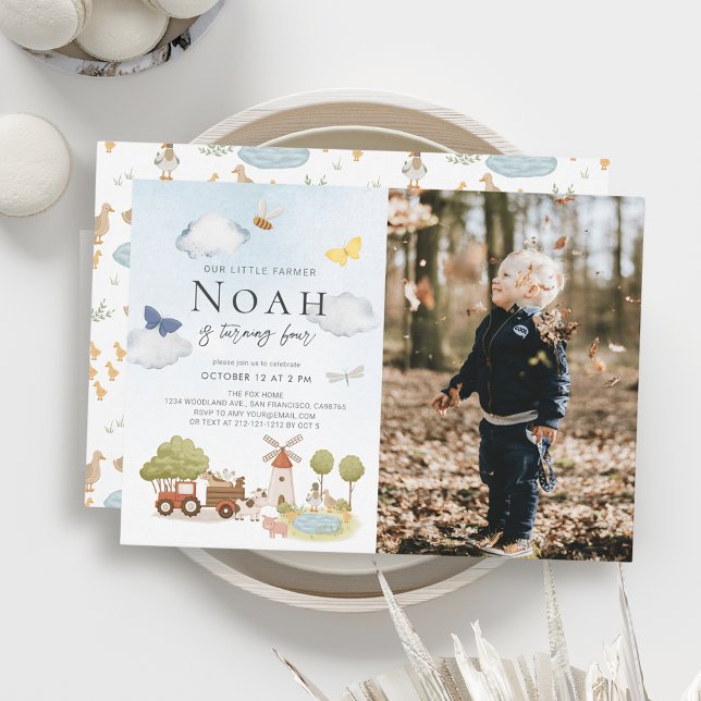 Invitation Petite ferme agricole Animaux d'anniversaire de na (Créateur téléchargé)