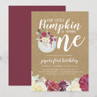 Invitation Petite fête d'anniversaire automnale Fleurie pour 