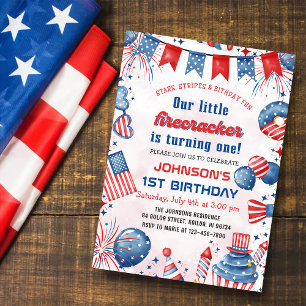 Invitation Petite Fête d'anniversaire du 4 juillet pour le 1e