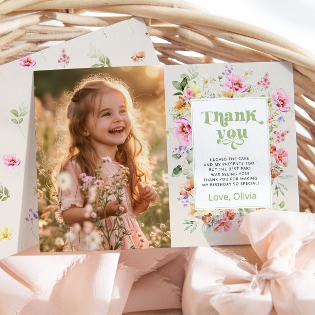 Invitation Petite fête d'anniversaire fleur sauvage photo mer (Créateur téléchargé)