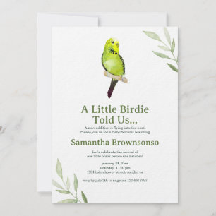 Invitation Petite Fête de Bébé Perruche Verte Little Birdie