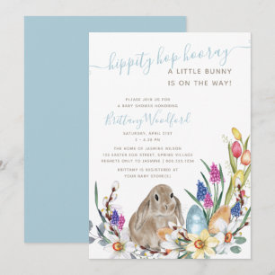 Invitation Petite Fête de Naissance de Lapin de Printemps Fle