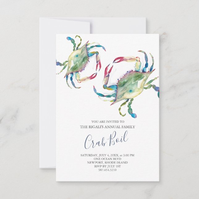 Invitation Petite Fête d'été en famille Crab Boil (Devant)